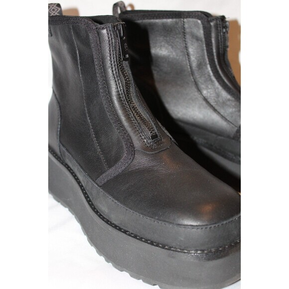 UGG CITYFUNC ZIP BLACK LEATHER‎ WATERPROOF ZIP WOMEN'S BOOTS NWOB - Picture 3 of 6